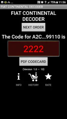 FiatContinental Radio Code A2C android App screenshot 0